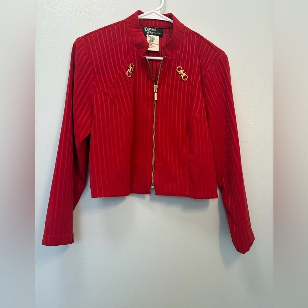 Chic Red Pinstripe Women's Blazer